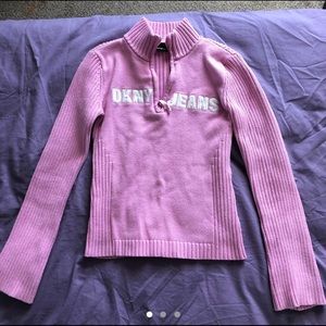 RARE Pink Y2K DNKY JEANS quarter zip up sweater!